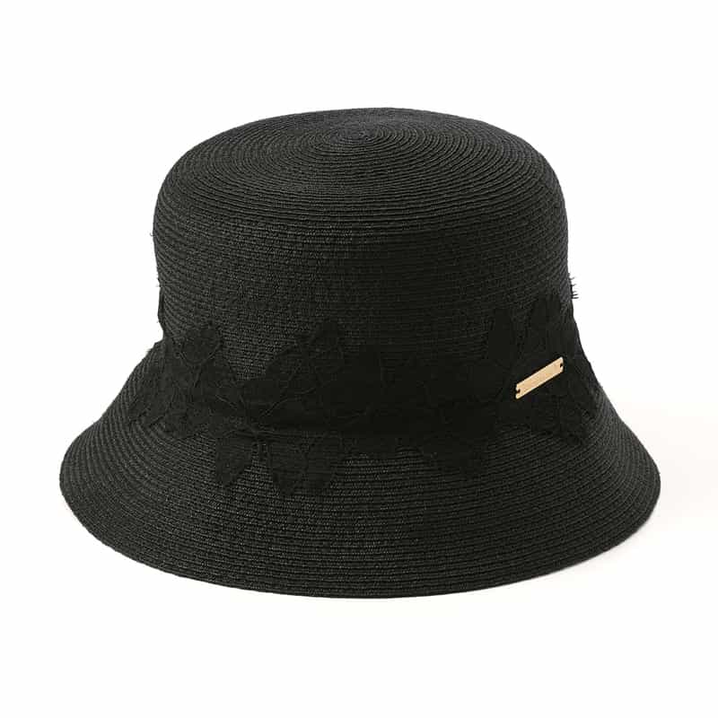 ATHENA NEW YORK ATHENA NEW YORK＜アシーナ ニューヨーク＞レース付きラフィア素材バケットハット "KARINA" BLACK