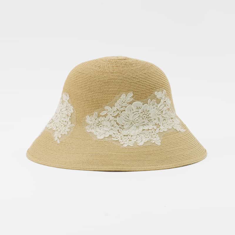 ATHENA NEW YORK ATHENA NEW YORK＜アシーナ ニューヨーク＞ レース付きキャペリンハット "VIOLA BUTTERFLY" BEIGE