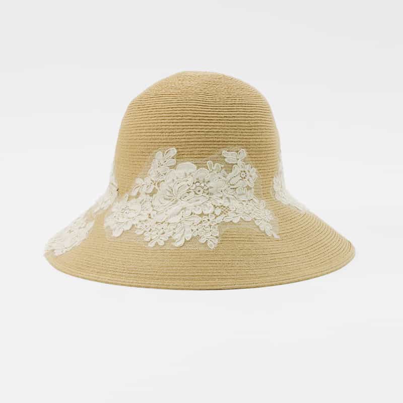 ATHENA NEW YORK ATHENA NEW YORK＜アシーナ ニューヨーク＞ レース付きキャペリンハット "VIOLA BUTTERFLY" BEIGE