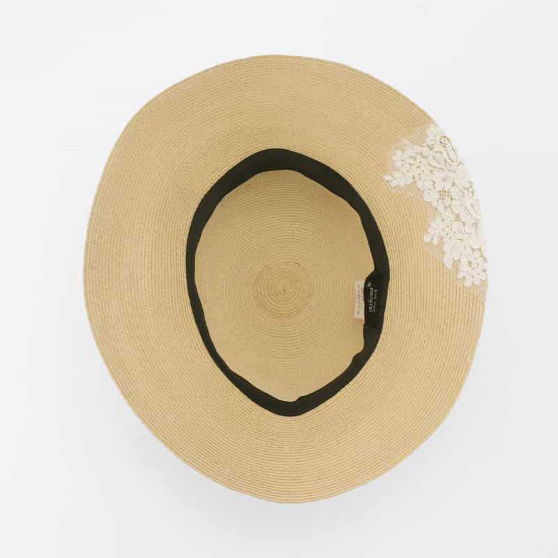 ATHENA NEW YORK ATHENA NEW YORK＜アシーナ ニューヨーク＞ レース付きキャペリンハット "VIOLA BUTTERFLY" BEIGE