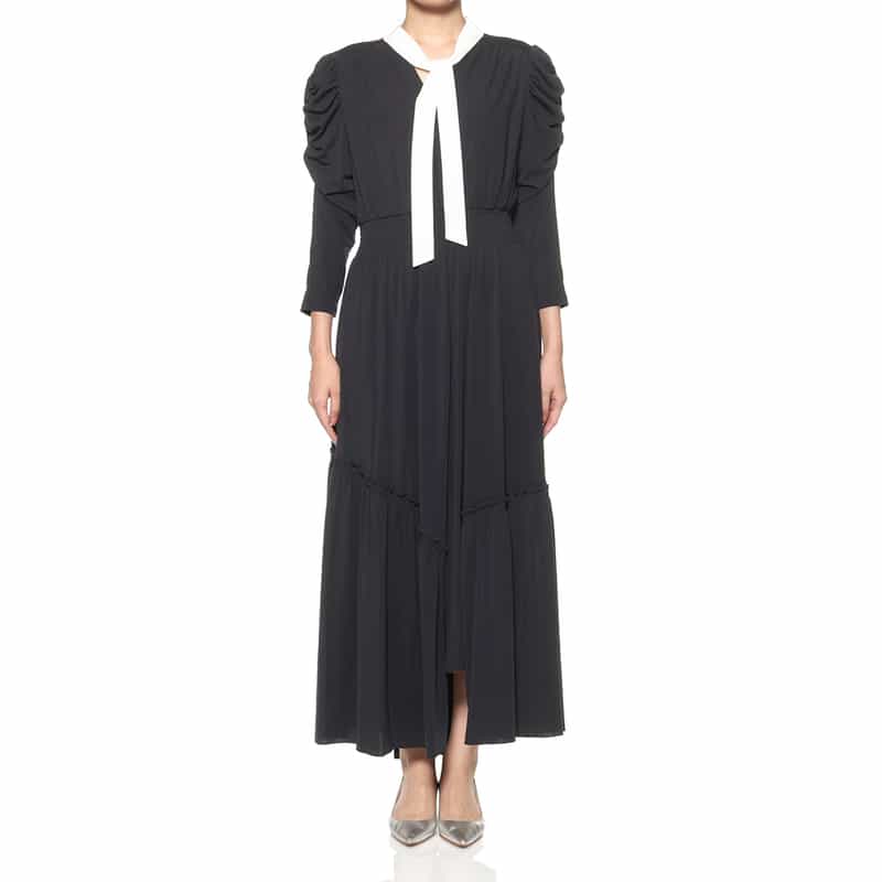 CORCOVADO CORCOVADO＜コルコバード＞ ボウタイ付きドレス NAVY