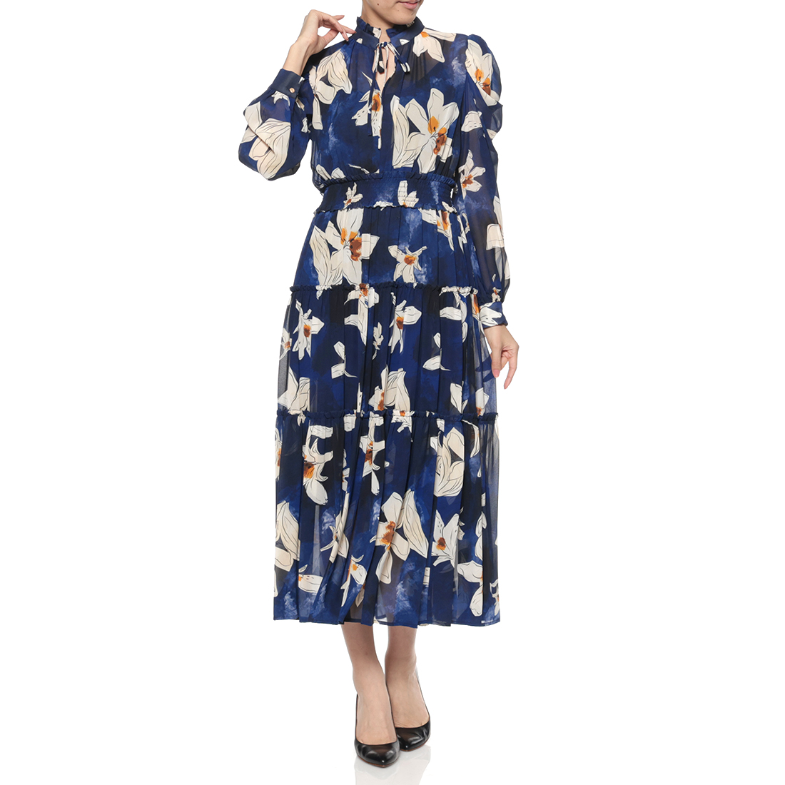 CORCOVADO＜コルコバード＞ フラワー柄ボウタイ付きドレス