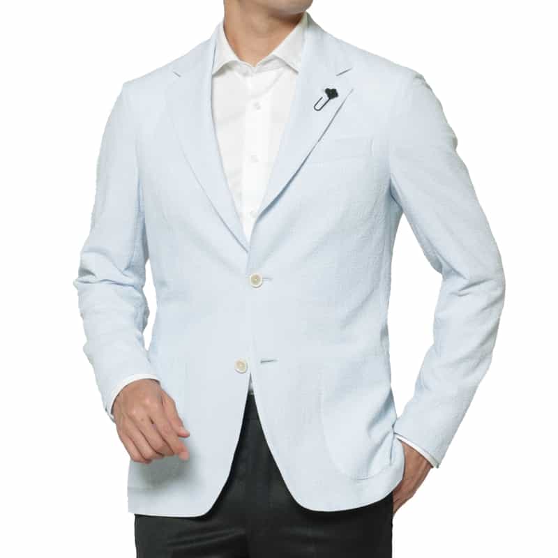 LARDINI LARDINI＜ラルディーニ＞ シアサッカー素材テーラードジャケット BLUE