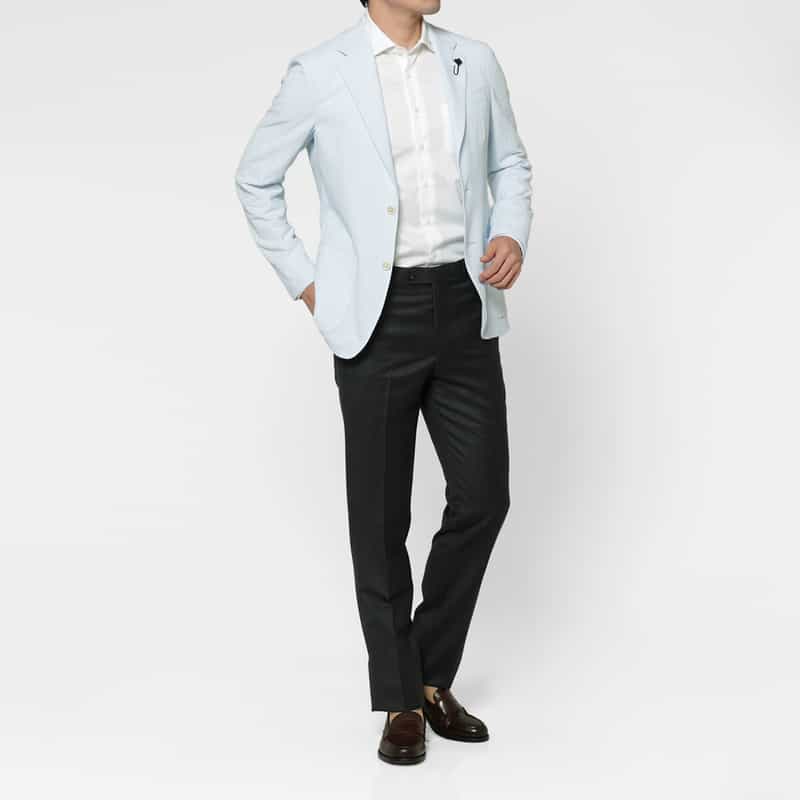 LARDINI LARDINI＜ラルディーニ＞ シアサッカー素材テーラードジャケット BLUE