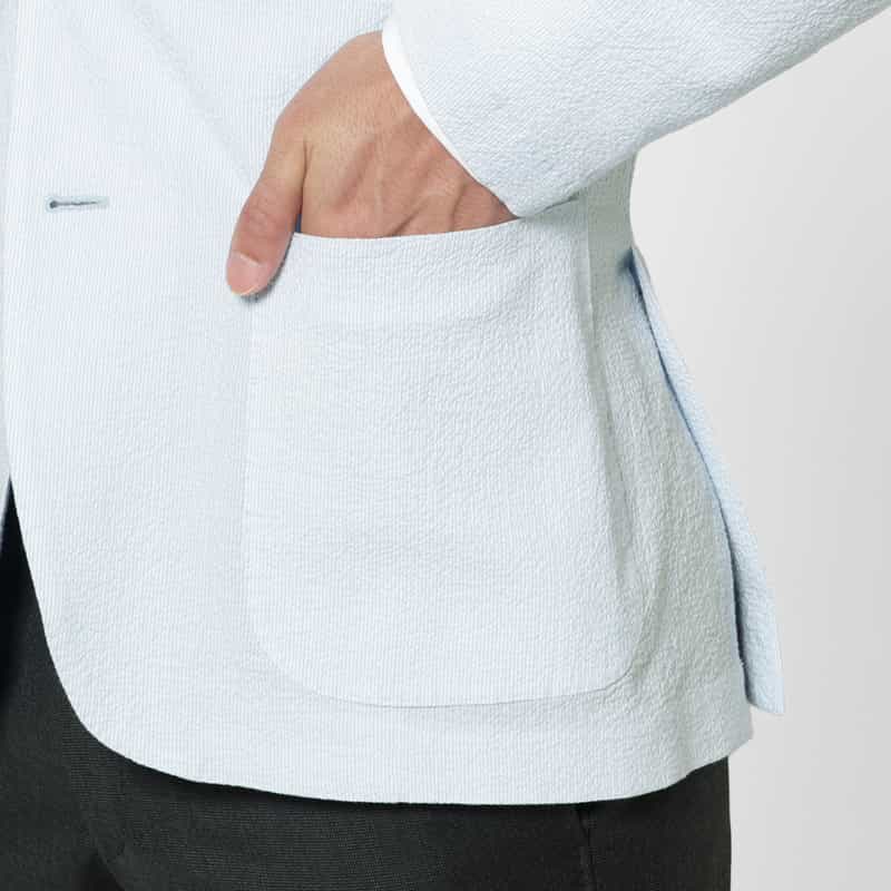 LARDINI LARDINI＜ラルディーニ＞ シアサッカー素材テーラードジャケット BLUE