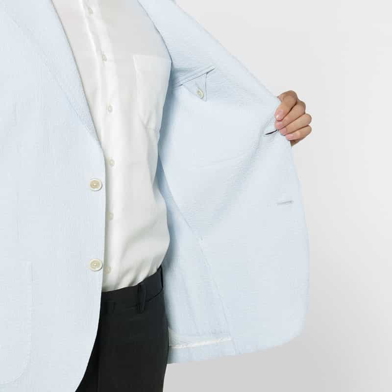 LARDINI LARDINI＜ラルディーニ＞ シアサッカー素材テーラードジャケット BLUE