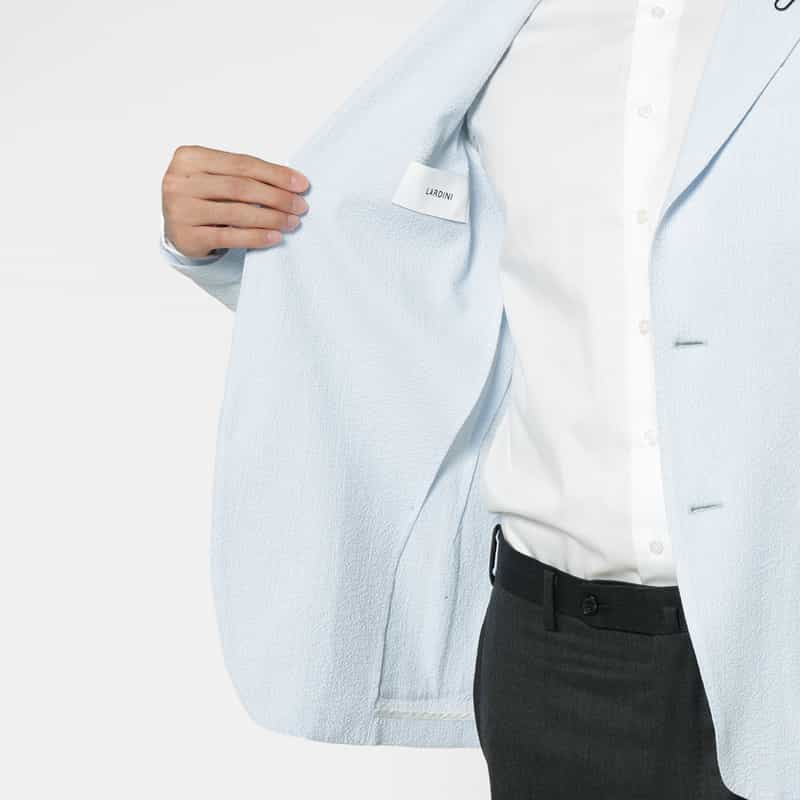 LARDINI LARDINI＜ラルディーニ＞ シアサッカー素材テーラードジャケット BLUE