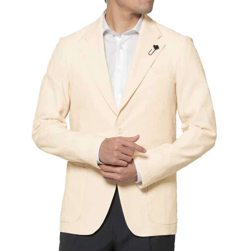 LARDINI LARDINI＜ラルディーニ＞ シアサッカー素材テーラードジャケット BROWN