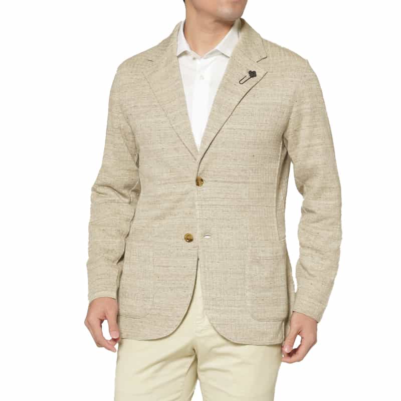 LARDINI LARDINI＜ラルディーニ＞ コットンリネン素材ニットジャケット BEIGE