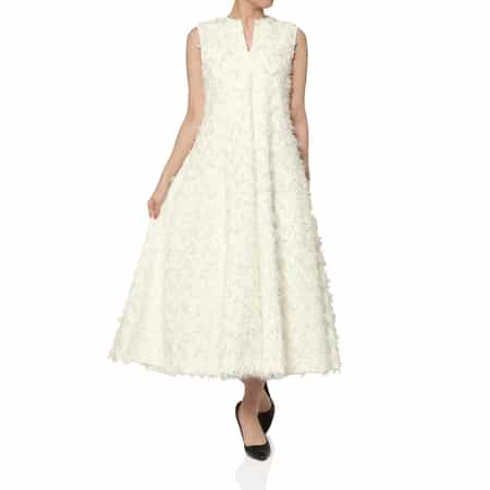 ジャカード素材 ロングフレアドレス （インナードレス付き）