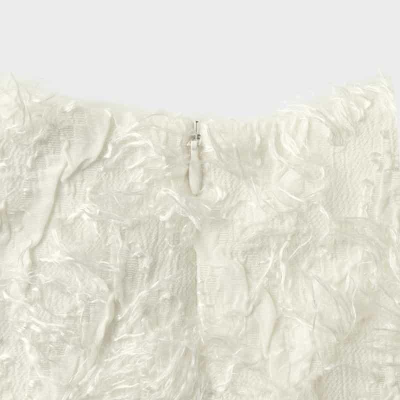 BARNEYS NEW YORK ジャカード素材 ロングフレアドレス （インナードレス付き） WHITE