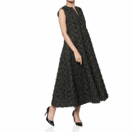 ジャカード素材 ロングフレアドレス （インナードレス付き）