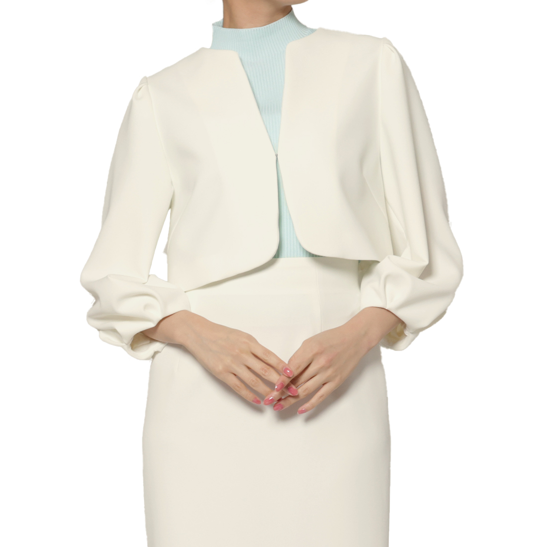 セットアップ ボリュームスリーブ ノーカラージャケット