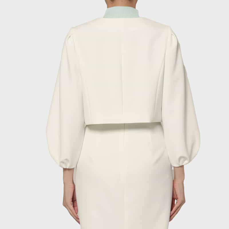 BARNEYS NEW YORK セットアップ ボリュームスリーブ ノーカラージャケット WHITE