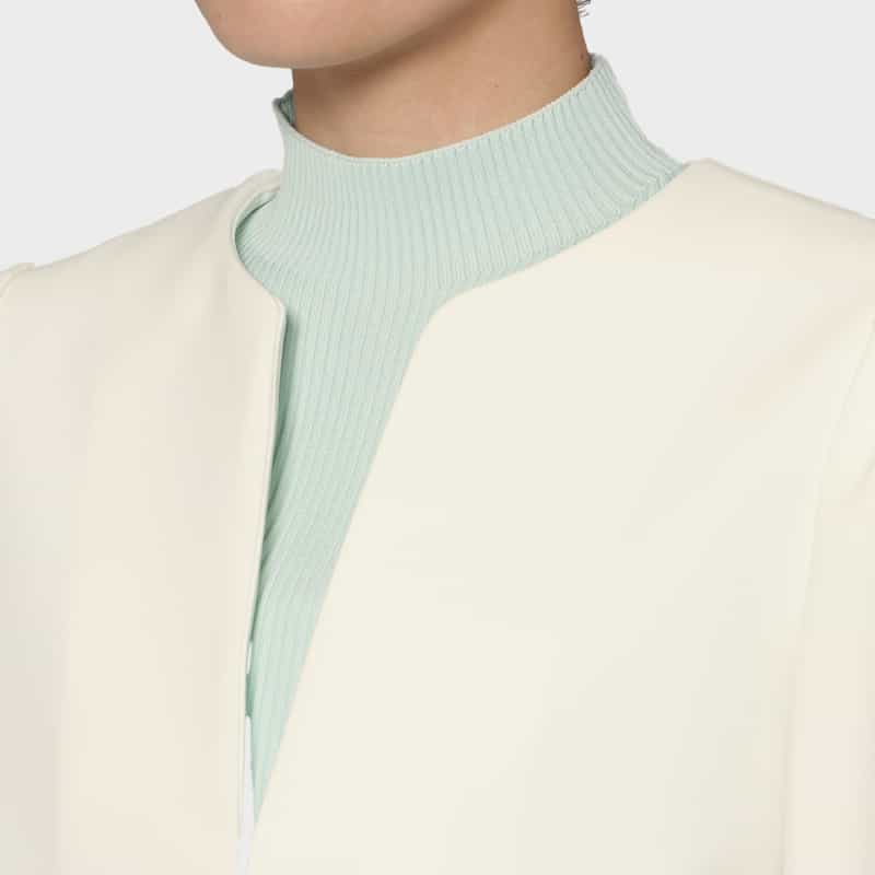 BARNEYS NEW YORK セットアップ ボリュームスリーブ ノーカラージャケット WHITE