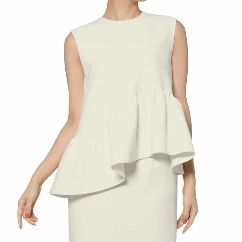 BARNEYS NEW YORK セットアップ ウォッシャブル フリルヘム ブラウス WHITE