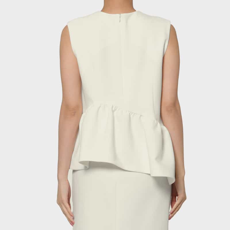 BARNEYS NEW YORK セットアップ ウォッシャブル フリルヘム ブラウス WHITE