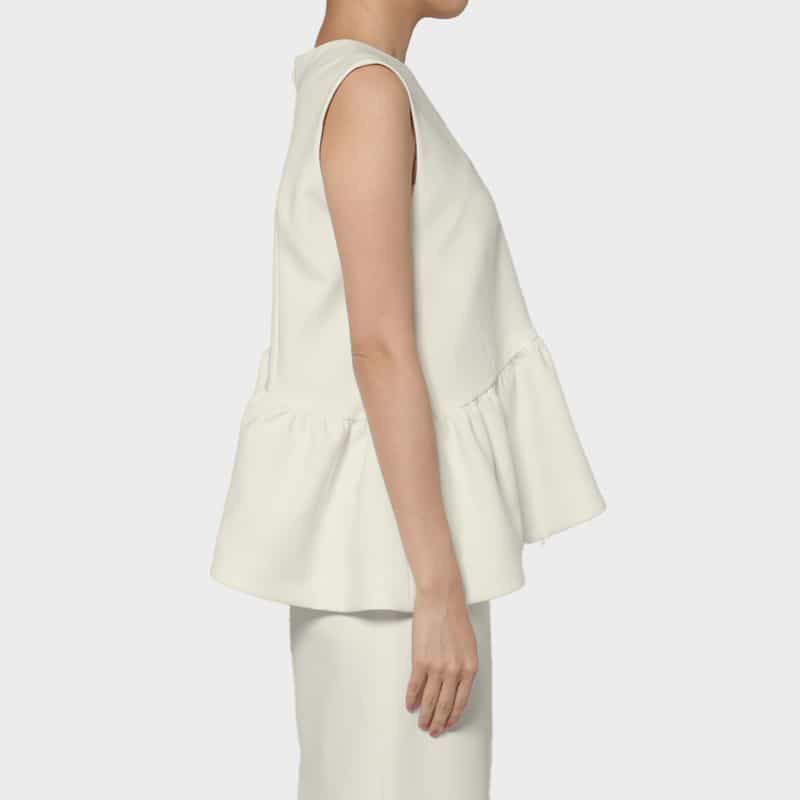 BARNEYS NEW YORK セットアップ ウォッシャブル フリルヘム ブラウス WHITE