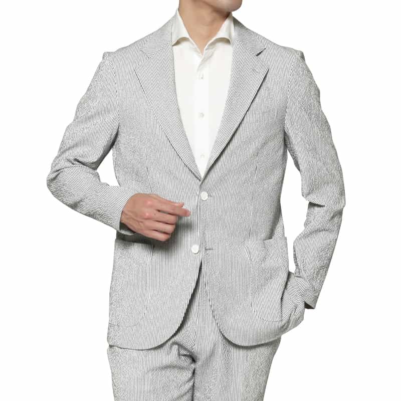 セットアップ シアサッカー素材ストライプ柄ジャケット