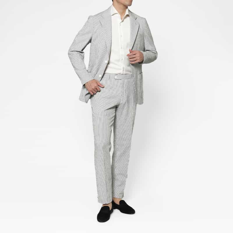 BARNEYS NEW YORK セットアップ シアサッカー素材ストライプ柄ジャケット GRAY