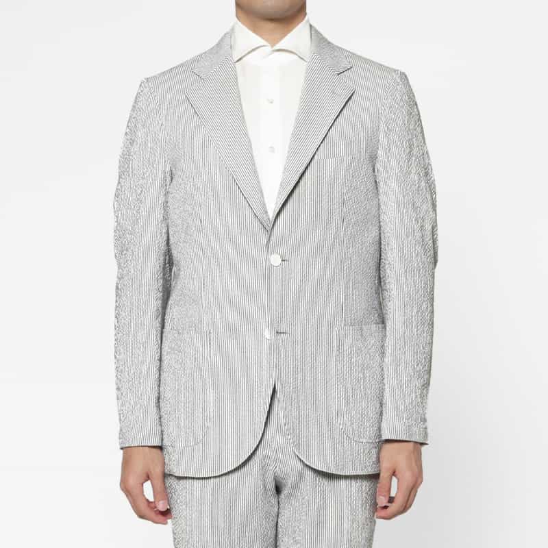 BARNEYS NEW YORK セットアップ シアサッカー素材ストライプ柄ジャケット GRAY