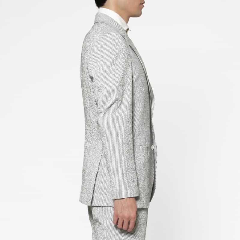 BARNEYS NEW YORK セットアップ シアサッカー素材ストライプ柄ジャケット GRAY