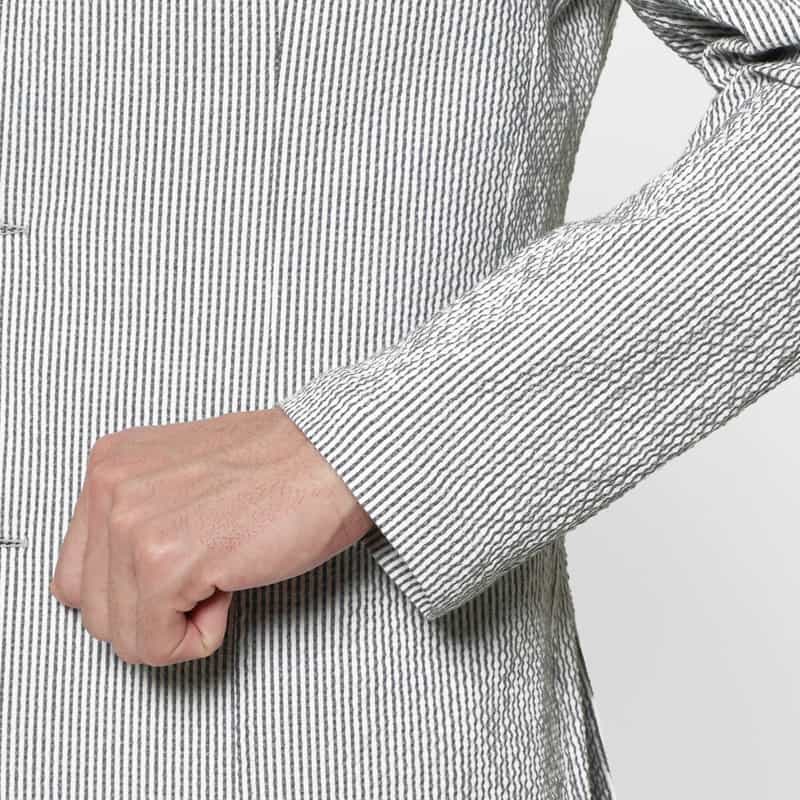 BARNEYS NEW YORK セットアップ シアサッカー素材ストライプ柄ジャケット GRAY