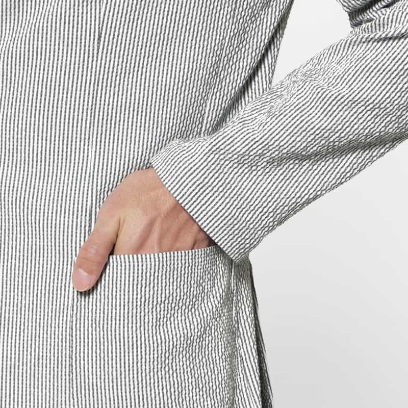 BARNEYS NEW YORK セットアップ シアサッカー素材ストライプ柄ジャケット GRAY