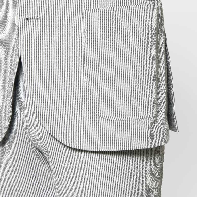BARNEYS NEW YORK セットアップ シアサッカー素材ストライプ柄ジャケット GRAY
