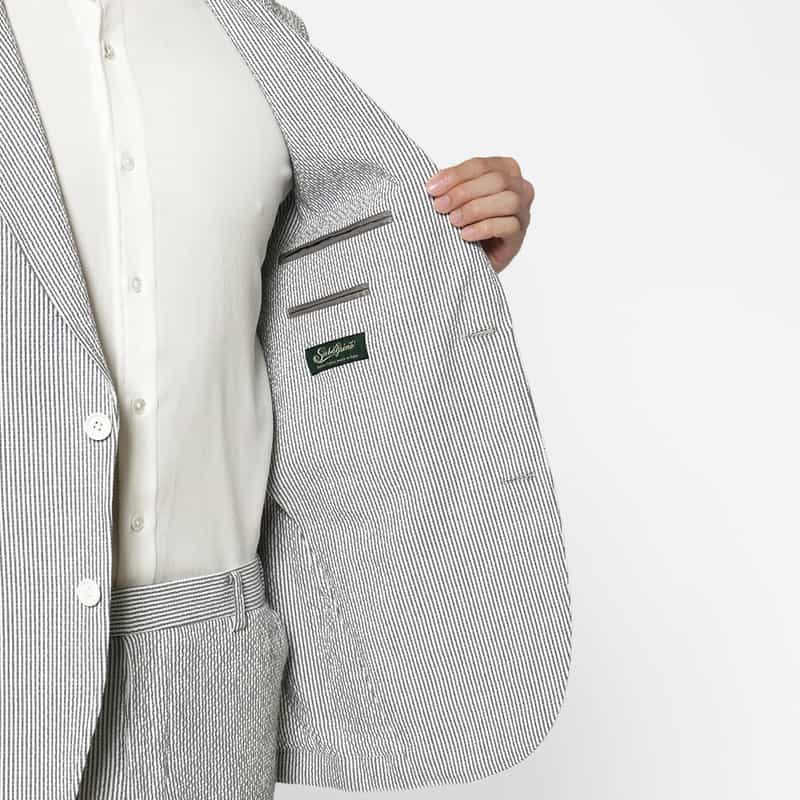 BARNEYS NEW YORK セットアップ シアサッカー素材ストライプ柄ジャケット GRAY