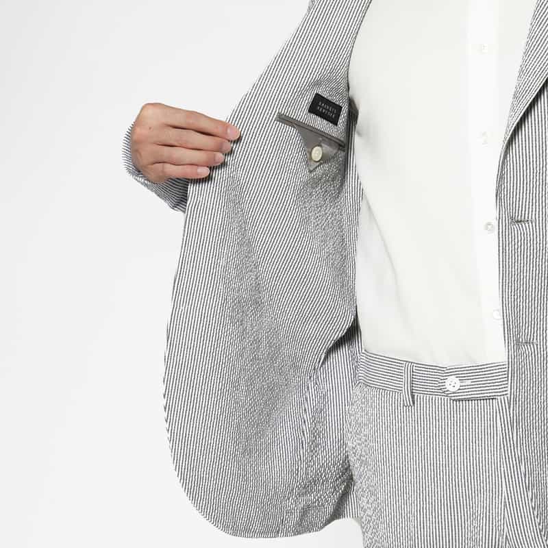 BARNEYS NEW YORK セットアップ シアサッカー素材ストライプ柄ジャケット GRAY