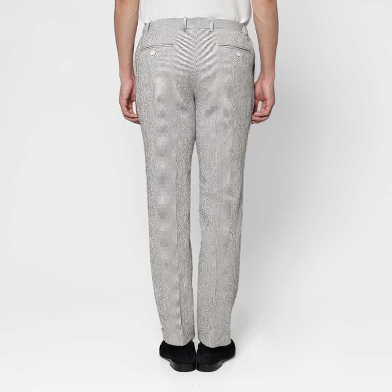 BARNEYS NEW YORK セットアップ シアサッカー素材ストライプ柄パンツ GRAY