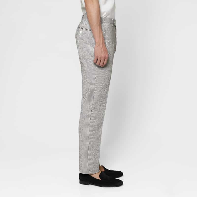 BARNEYS NEW YORK セットアップ シアサッカー素材ストライプ柄パンツ GRAY