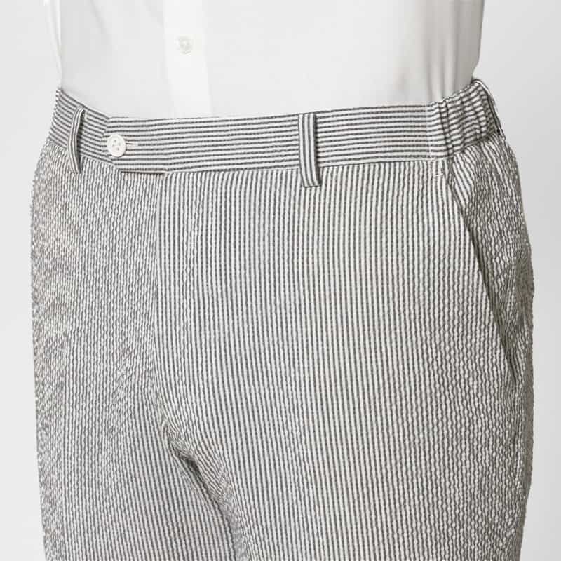 BARNEYS NEW YORK セットアップ シアサッカー素材ストライプ柄パンツ GRAY