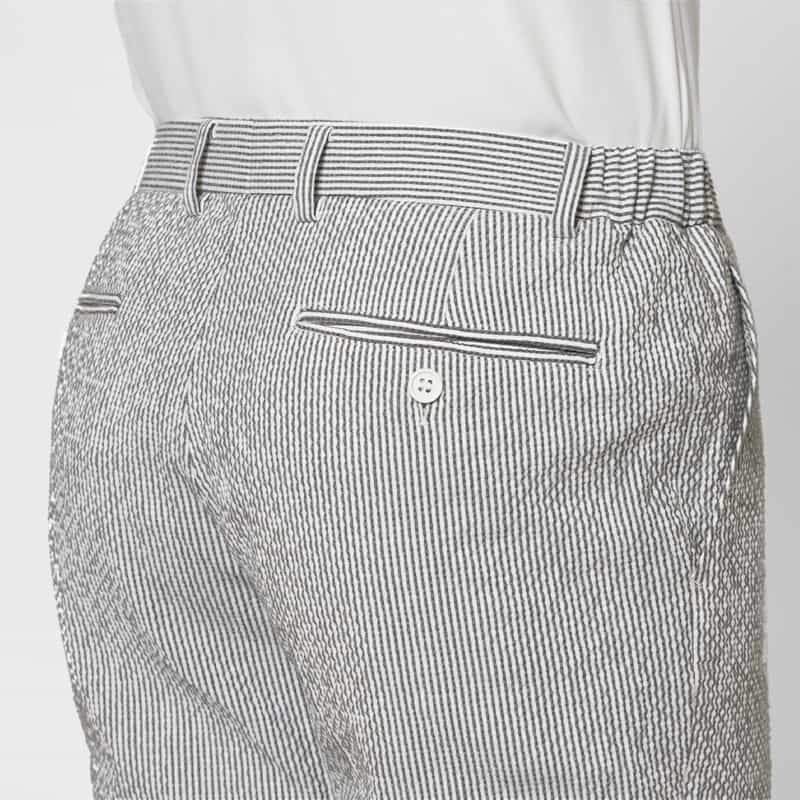 BARNEYS NEW YORK セットアップ シアサッカー素材ストライプ柄パンツ GRAY