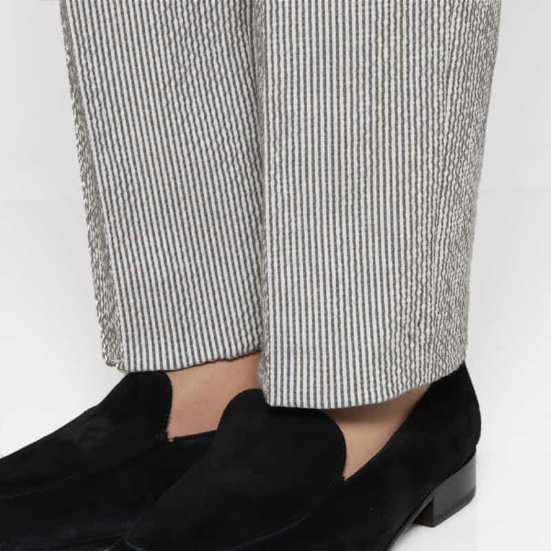 BARNEYS NEW YORK セットアップ シアサッカー素材ストライプ柄パンツ GRAY