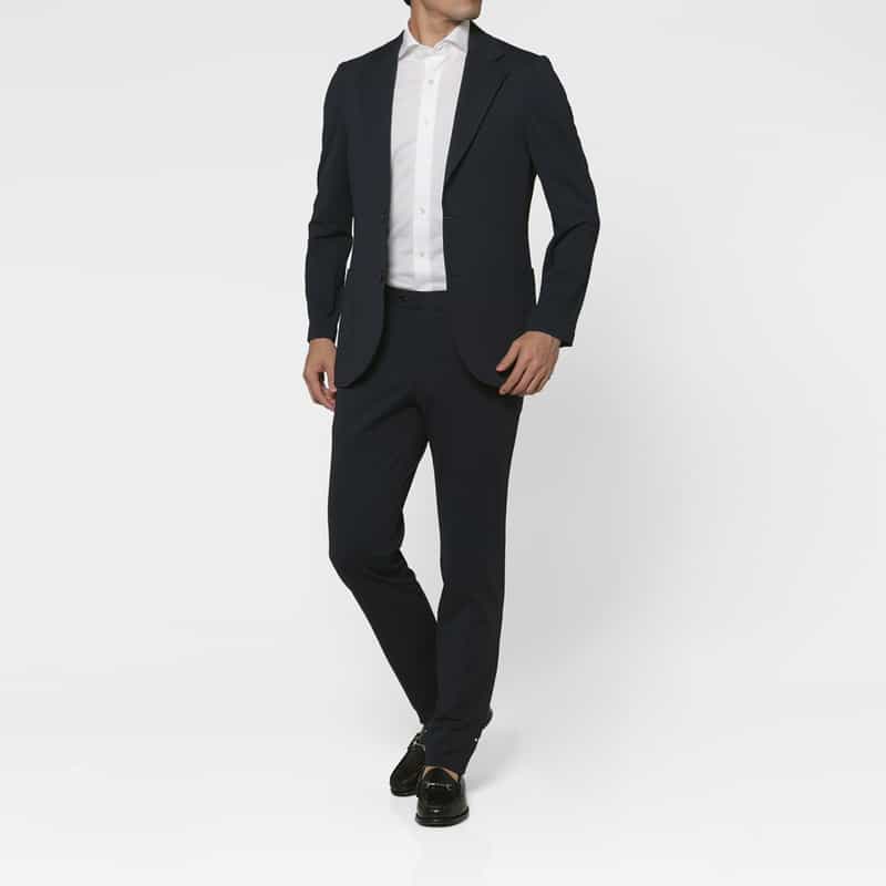 BARNEYS NEW YORK セットアップ サッカーストライプ素材テーラードジャケット NAVY