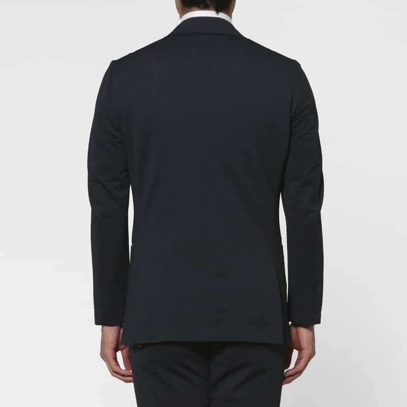BARNEYS NEW YORK セットアップ サッカーストライプ素材テーラードジャケット NAVY