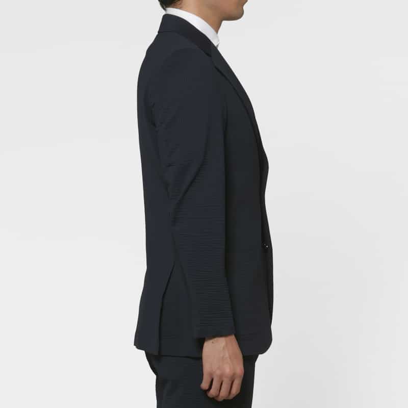 BARNEYS NEW YORK セットアップ サッカーストライプ素材テーラードジャケット NAVY