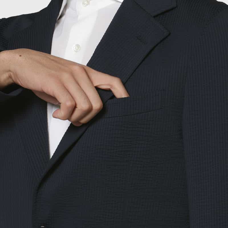 BARNEYS NEW YORK セットアップ サッカーストライプ素材テーラードジャケット NAVY