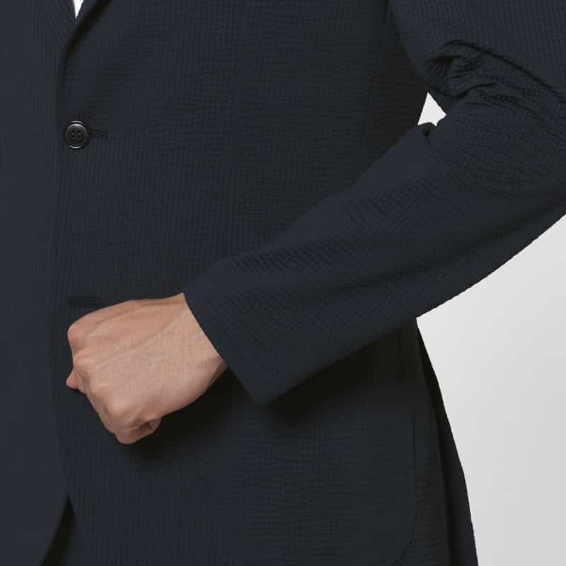 BARNEYS NEW YORK セットアップ サッカーストライプ素材テーラードジャケット NAVY