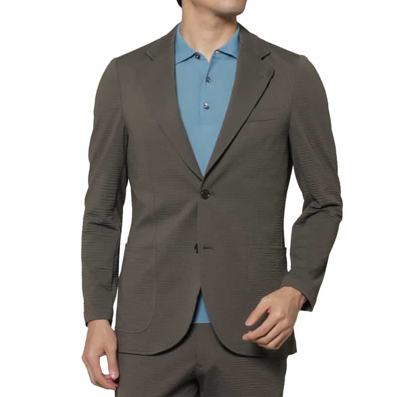 BARNEYS NEW YORK セットアップ サッカーストライプ素材テーラードジャケット GRAY