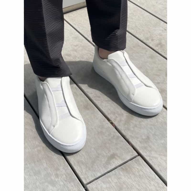 BARNEYS NEW YORK クロスバンドスニーカー WHITE