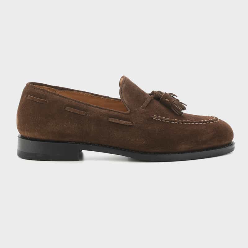 BARNEYS NEW YORK スエード素材タッセルローファー DARK BROWN