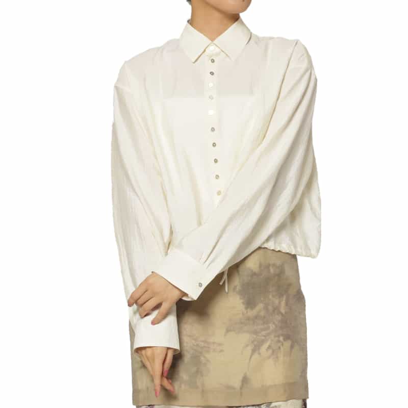 IRENISA IRENISA＜イレニサ＞ ドローストリング ショート丈ブラウス WHITE