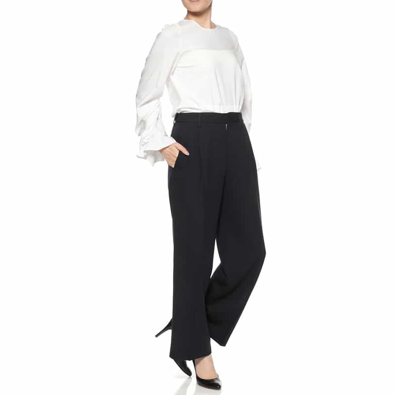 IRENISA IRENISA＜イレニサ＞ タック入りウールパンツ DARK NAVY