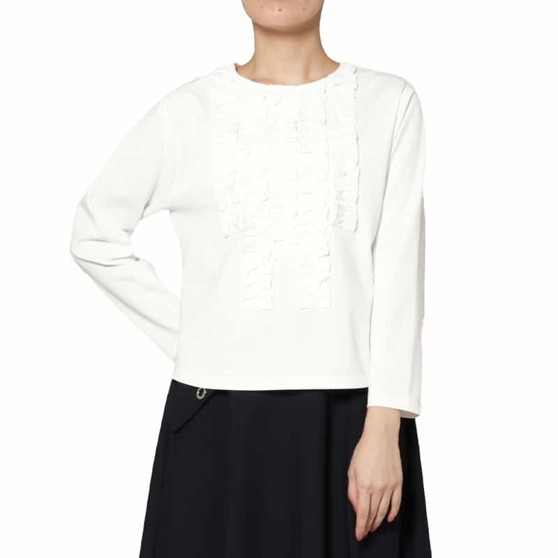 ウォッシャブル センターフリルデザイン カットソー