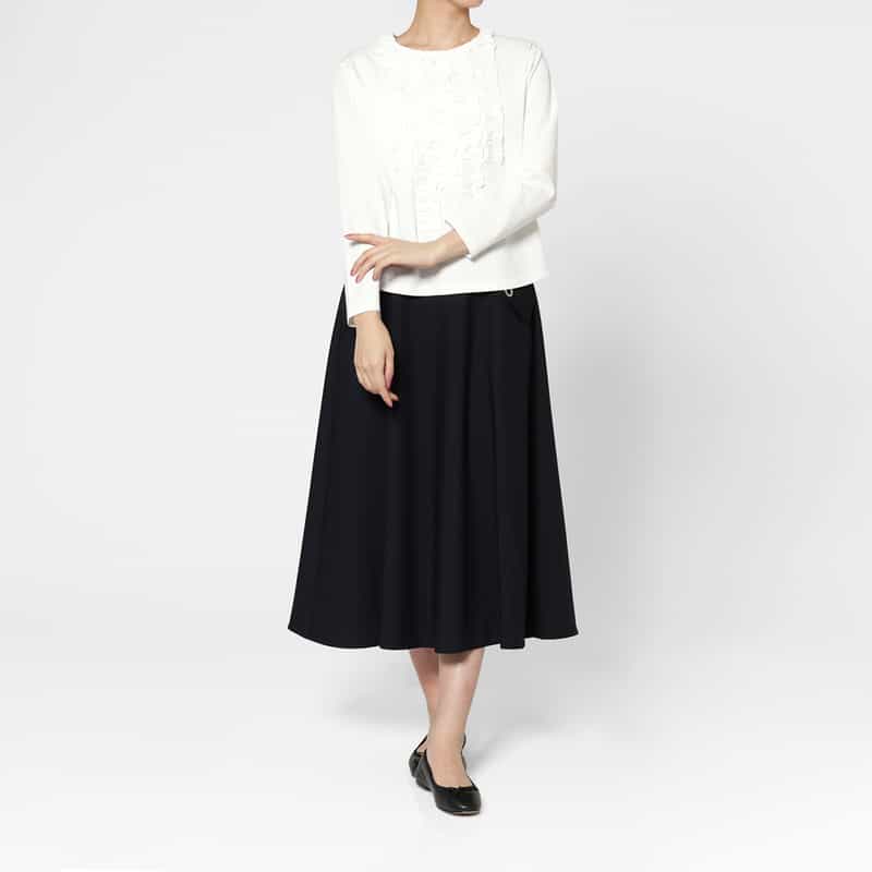 BARNEYS NEW YORK ウォッシャブル センターフリルデザイン カットソー WHITE