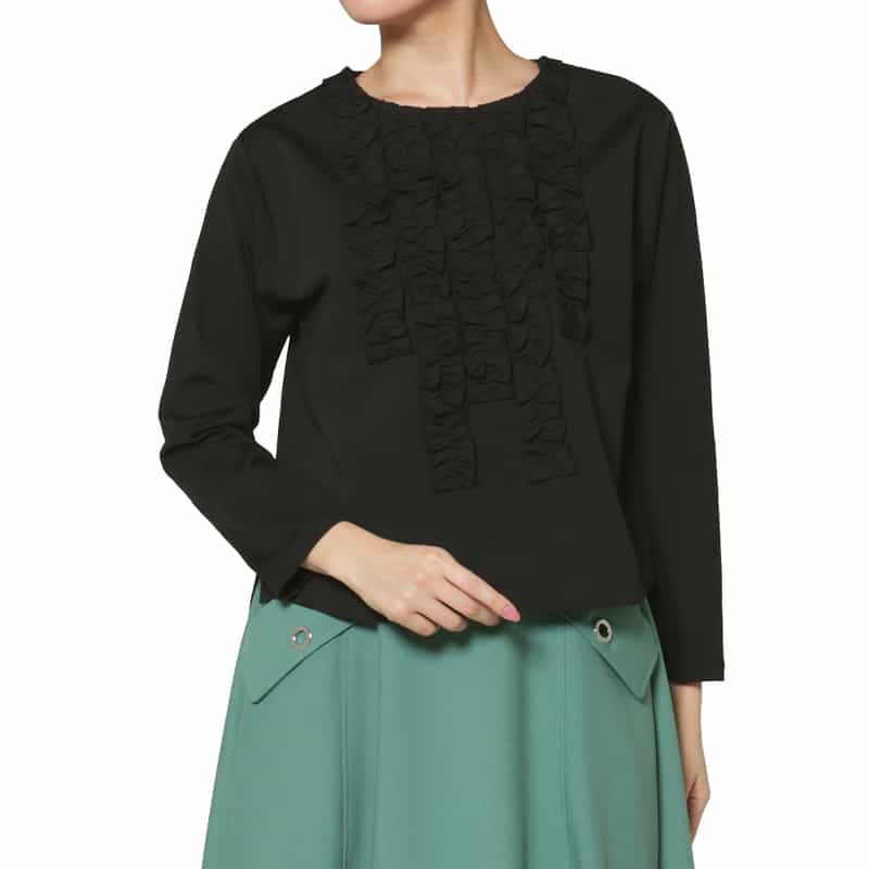 ウォッシャブル センターフリルデザイン カットソー