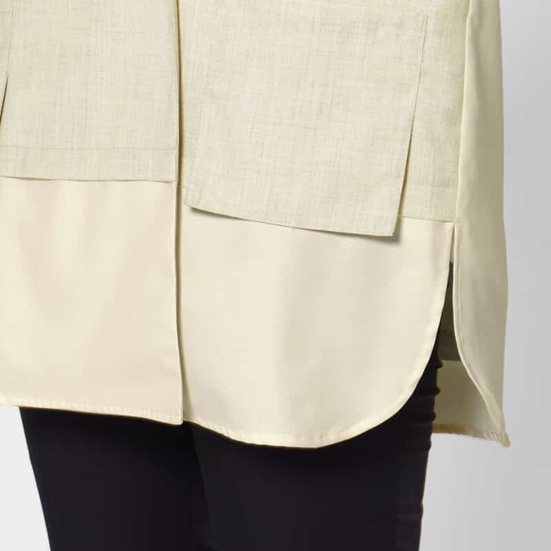 BARNEYS NEW YORK ウォッシャブル 異素材ドッキング テーラードジャケット BEIGE